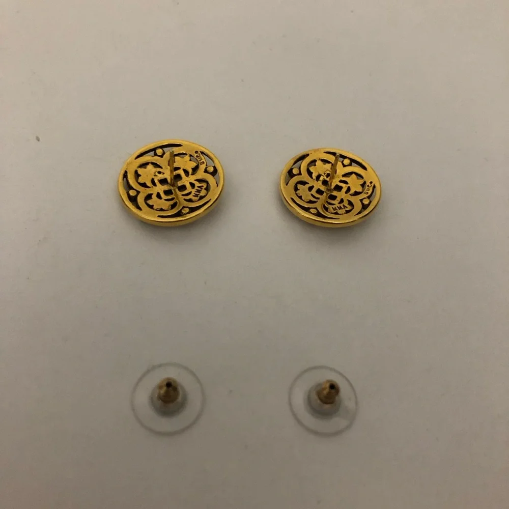 MMA Metropolitan Museum Of Art Gold-Tone Floral Knot Round Stud Earrings